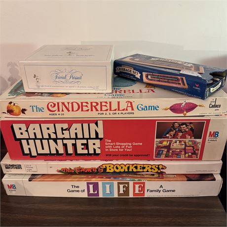 Vintage Board Games Lot w/ The Cinderella Game, Life and More