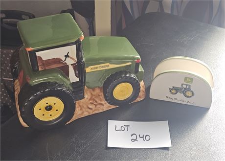 John Deere Tractor Cookie Jar & Napkin Holder