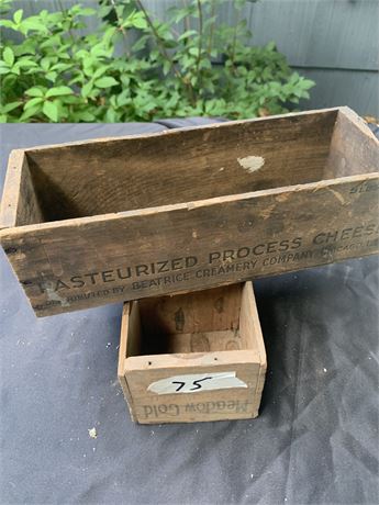 Vintage Wood Meadow Gold Long Cheese Boxes Lot of 2