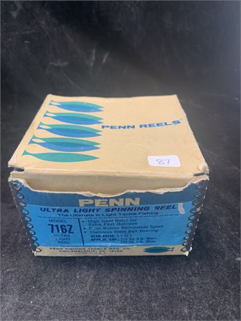 Penn Ultra Light Spinning Reel Model 716 Z With Box