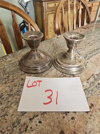 International Sterling Weighted 3" Candle Holders