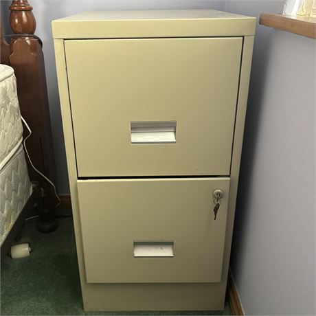 Two Drawer Metal Filing Cabinet w/ Keys
