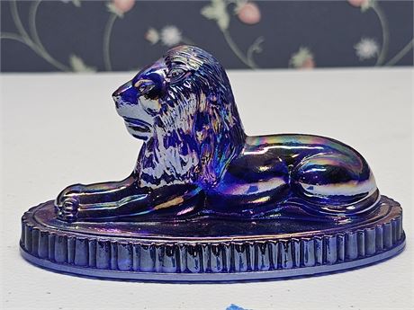 Vogelsong Blue Carnival Lion Paperweight
