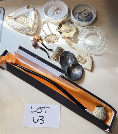 Vintage Ashtrays, Pipes, Camel Lighter & More