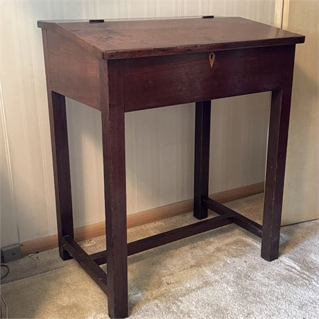 Antique Lift Top Desk - 28.25 x 20.75 x 35.5"H