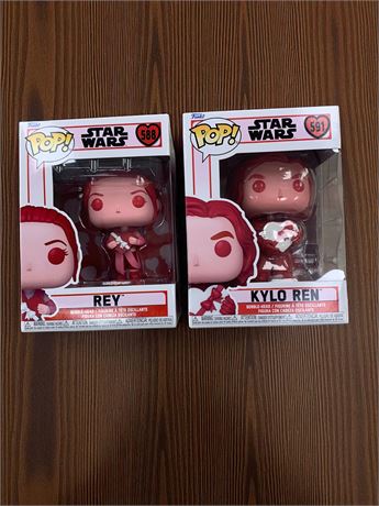 Funko Pop! Star Wars Bobblehead Figures Rey (No. 588) Kylo Ren (No. 591)