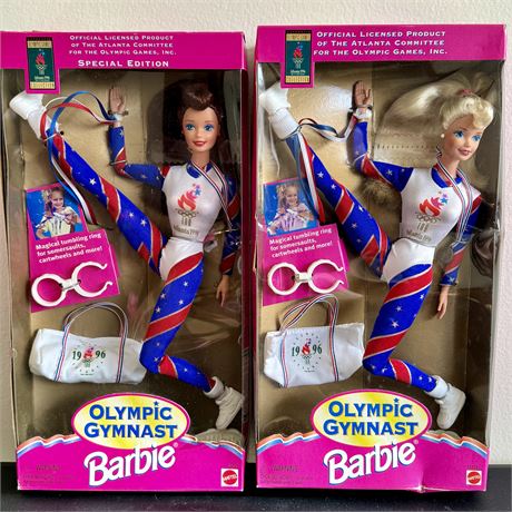 1995 Olympic Gymnast Barbies (Blond/Brunette) - Atlanta Olympic Games