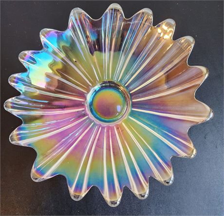 Incandescent Celestial Sunburst Center Art Glass Bowl