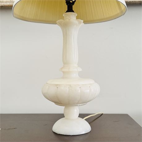 Antique Carved Solid Alabaster Table Lamp