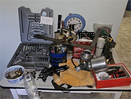 Mixed Tool Lot- Craftsman Socket Set, Hand Tools, Hardware & More