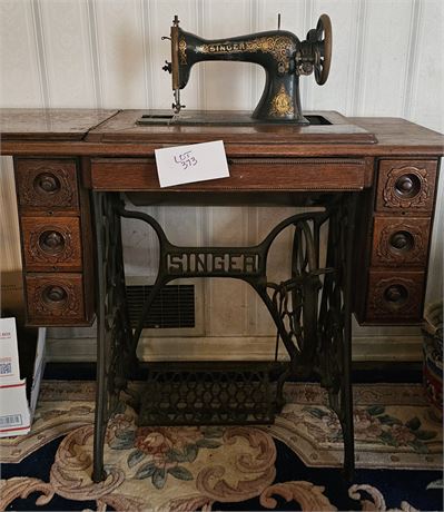 Antique Singer Foot Pump Sewing Machine with Wood Table