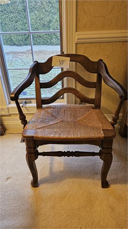 French Country Style Wood & Cane Arm Chair