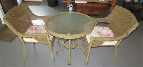 Wicker Table, 2 Chairs