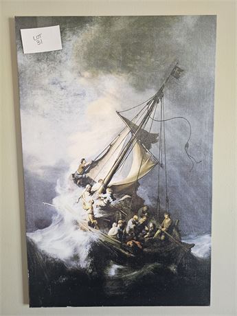 Unframed Faux Canvas "The Storm On The Sea" Art Print