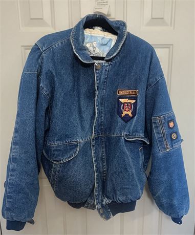 Vintage NUOVO INDUSTRIALE Denim Jean Bomber Jacket Size L
