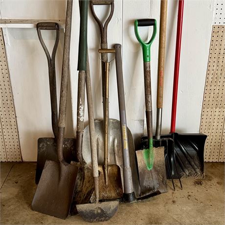 Yard Tools Lot - Shovel Variety and Pitchfork