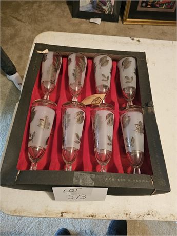 Vintage Libby Silver Maple Leaf Footed Tea Glasses
