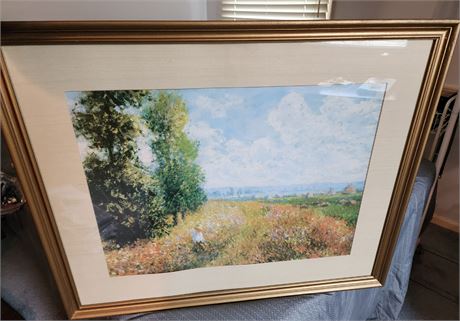 Framed Monet Print "Meadow with Poplars"