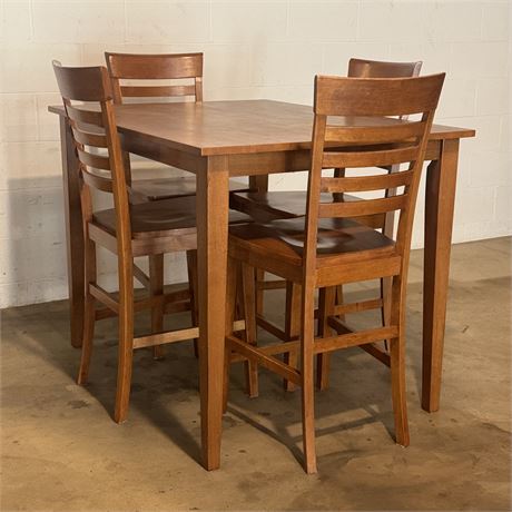 Solid Wood Counter Height 5-Piece Dining Set - 48 x 35 x 36"T