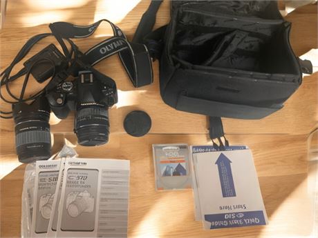 Olympus E-510 DSLR Camera With Lenses, Manuals & Carrying Case