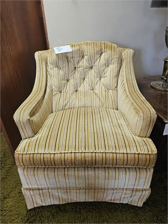 Vintage Gilliam Custom Made Yellow Stripe Swivel Side Chair