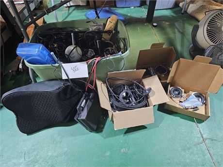 Extra Large Bin of Chargers / Speakers / Musical Cords / AV Cords & More