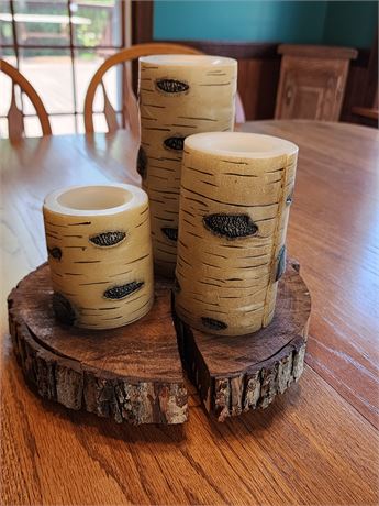 Battery Operated Log Candle Centerpiece