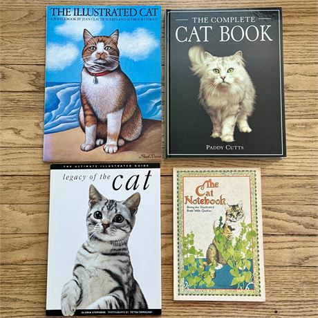 Collection of Cat Themed Coffee Table Books & Vintage Journal