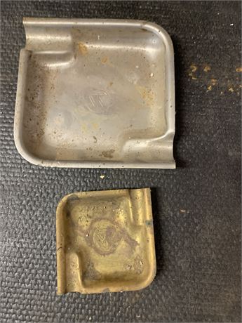 Vintage Bronze Hammered Ashtray & Silver Metal Ashtray Both Marked "TW"