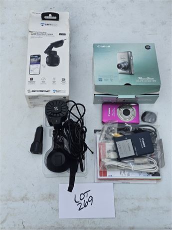 Canon Digital Camera Pink & Dash Cam