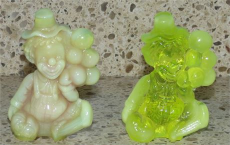 Mosser Uranium Glass "Arty" "Jiggs" Figurines