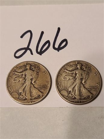 2 Walking Liberty Half Dollars 1942 & 43