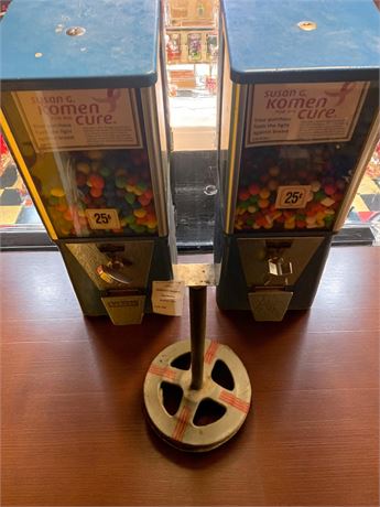 "Komen Cure" Double 25 Cent Candy/Gumball Vending Machine (Vintage)