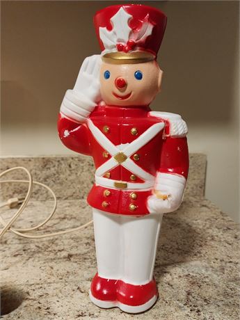 Vintage Poloron Toy Soldier Blow Mold 13"  (Missing Candy Cane)