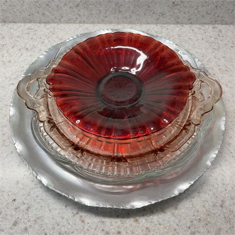 Vintage Serving Platters - Depression Glass, Aluminum, Etc.