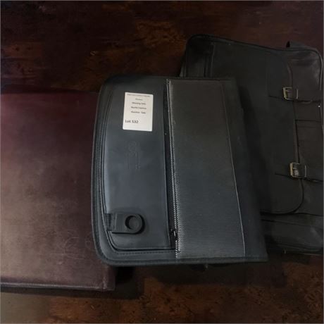 Leather Binder & Black Briefcases/Satchel Lot