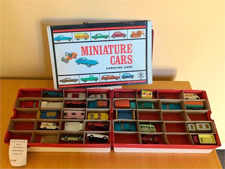 Vintage Matchbox Miniature Cars and Carrying Case