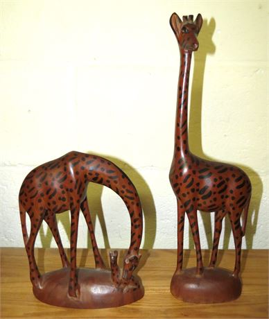 Giraffe Hand Crafted Wood Figures