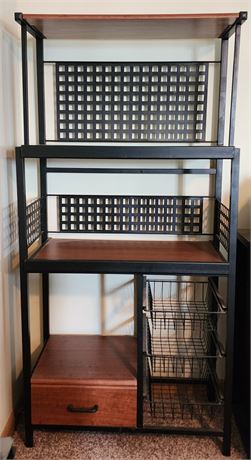 Industrial Style Wood/Metal Bakers Rack/Storage Shelf