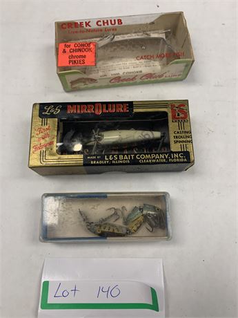 Vintage Lure Lot of 3 - Rebel - L + S Mirrolure - Creek Chub