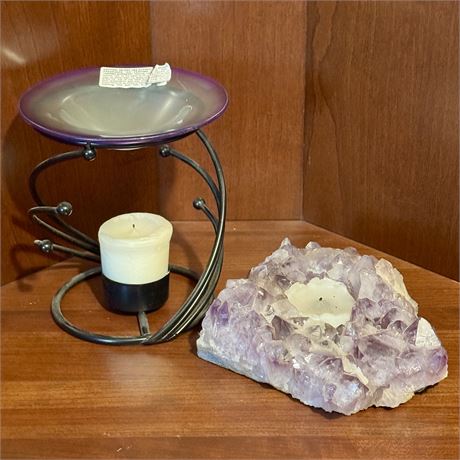 Amethyst Geode Candle Holder and Decorative Holder - Approx. 6"