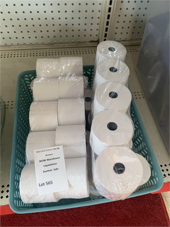Plastic Bin of Thermal Receipt Tape/Paper Rolls