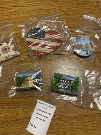 Souvenir Folk Art Fridge Magnet Lot - Gettysburg, Venezia, Japan, Granada & More