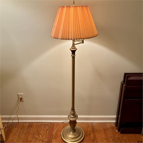 Vintage Brass Swing Arm Floor Lamp