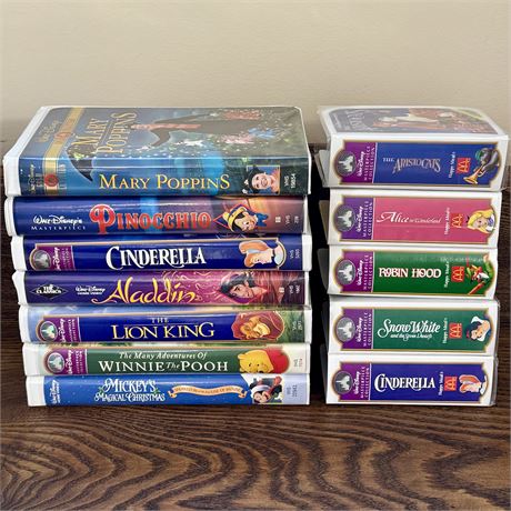 Disney VHS Tapes and 1990's McDonald's VHS Box Toys