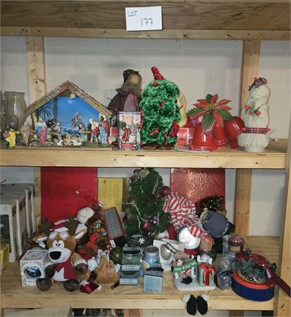Christmas Shelf Cleanout- Wonderful Mixture Of Mixed Christmas Decor- Lot Includ