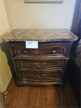 Art Wood Night Stand with Marble Top