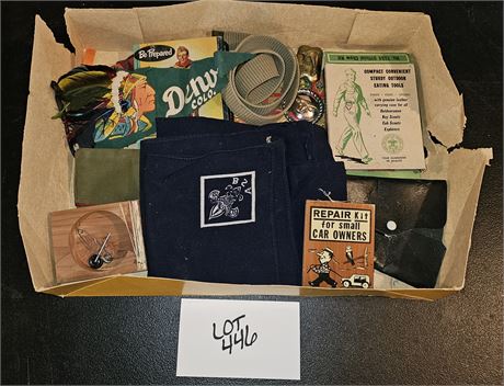 Vintage Boy Scouts Lot- Patches, Book, Eating Tools & More
