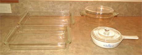 Pyrex, Fire King, Corning Ware Casserole Dishes