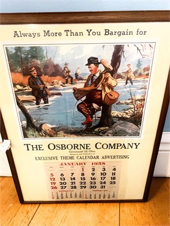 Framed 1958 Advertising Calendar Published by The Osborne Company